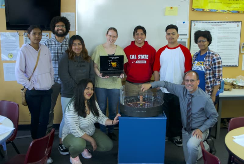 Students with science project